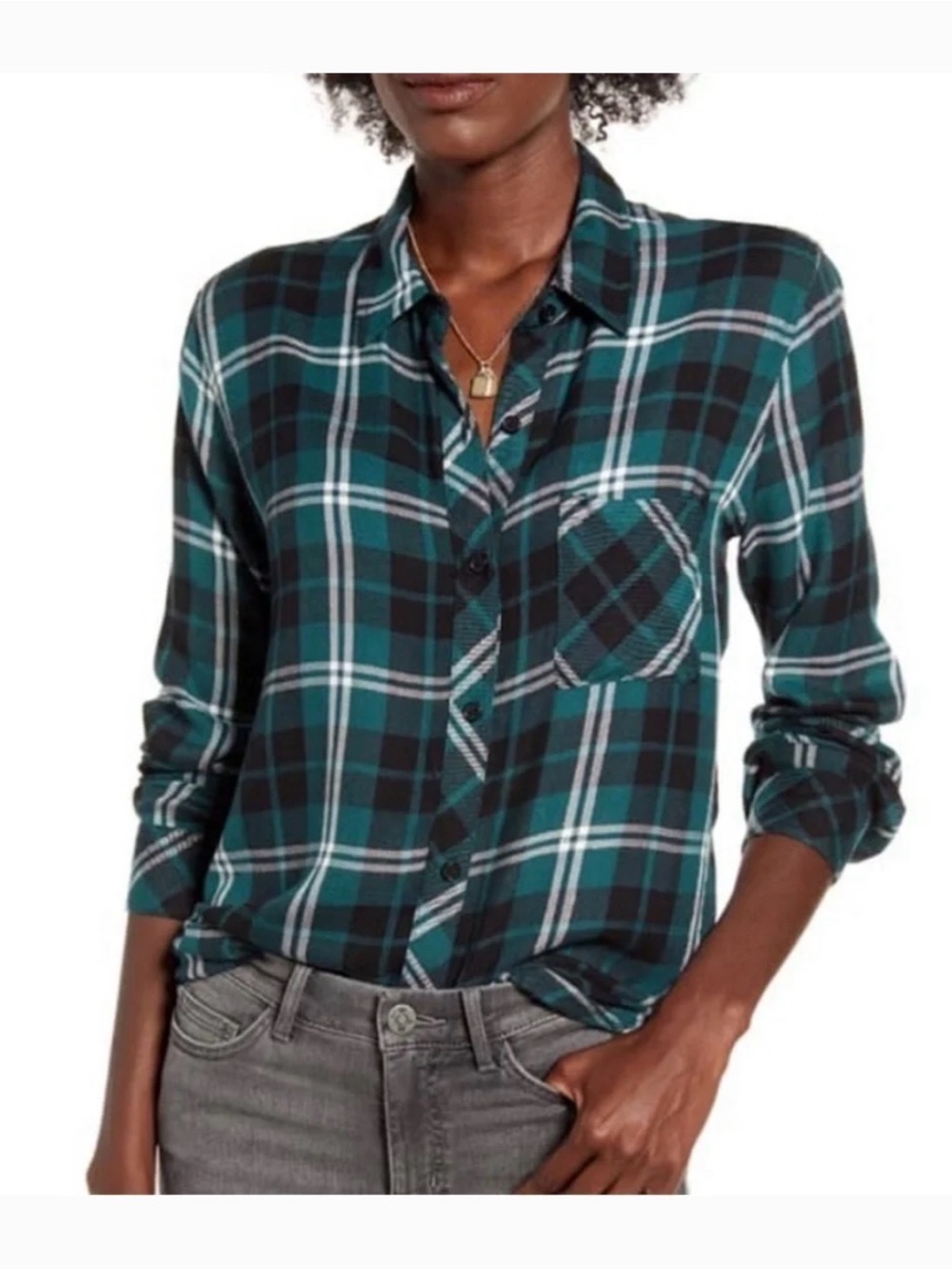 Rails Hunter Green and Black Plaid Button-Down Shirt